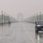The rain, which brought back a winter-like chill to the capital, came after a brief period of rising temperatures. (ANI Video Grab)