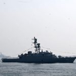 Iranian warship IRIS Dena as seen in the Bay of Bengal during International Fleet Review held at Visakhapatnam, India (AP)
