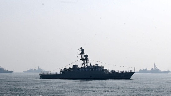 Iranian warship IRIS Dena as seen in the Bay of Bengal during International Fleet Review held at Visakhapatnam, India (AP)