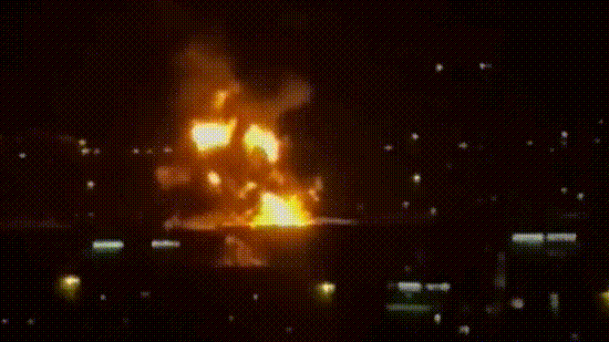 A massive fire was spotted near Dubai airport after an Iranian drone attack.