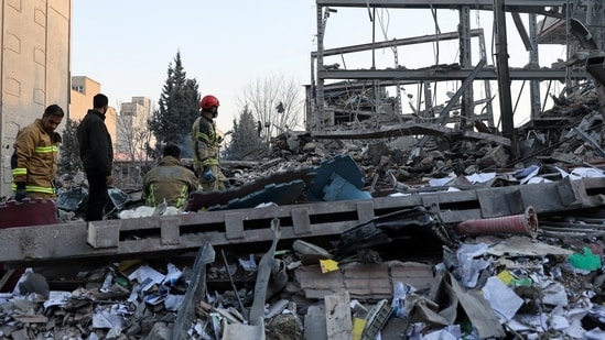 Firefighters work following an Israeli and US strike on a police station, amid the US-Israel conflict with Iran. (REUTERS)