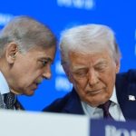 President Donald Trump, right, speaks with Shehbaz Sharif, Prime Minister of Pakistan. (AP)