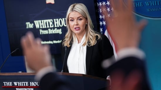 White House Press Secretary Karoline Leavitt holds a press briefing at the White House in Washington, (REUTERS)