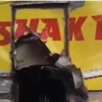 Visuals from near the Jhandewalan Temple in Karol Bagh showed a mangled bus on the side of the road. (ANI)