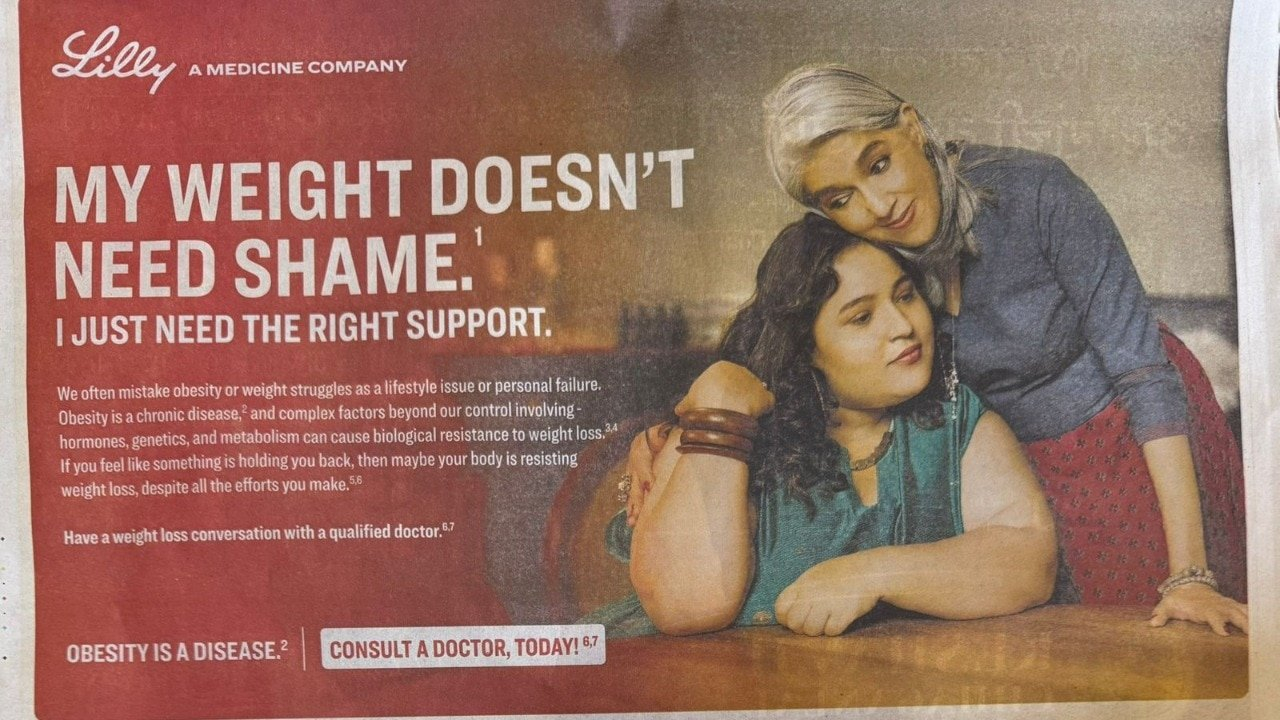 A newspaper ad by Eli Lilly on obesity