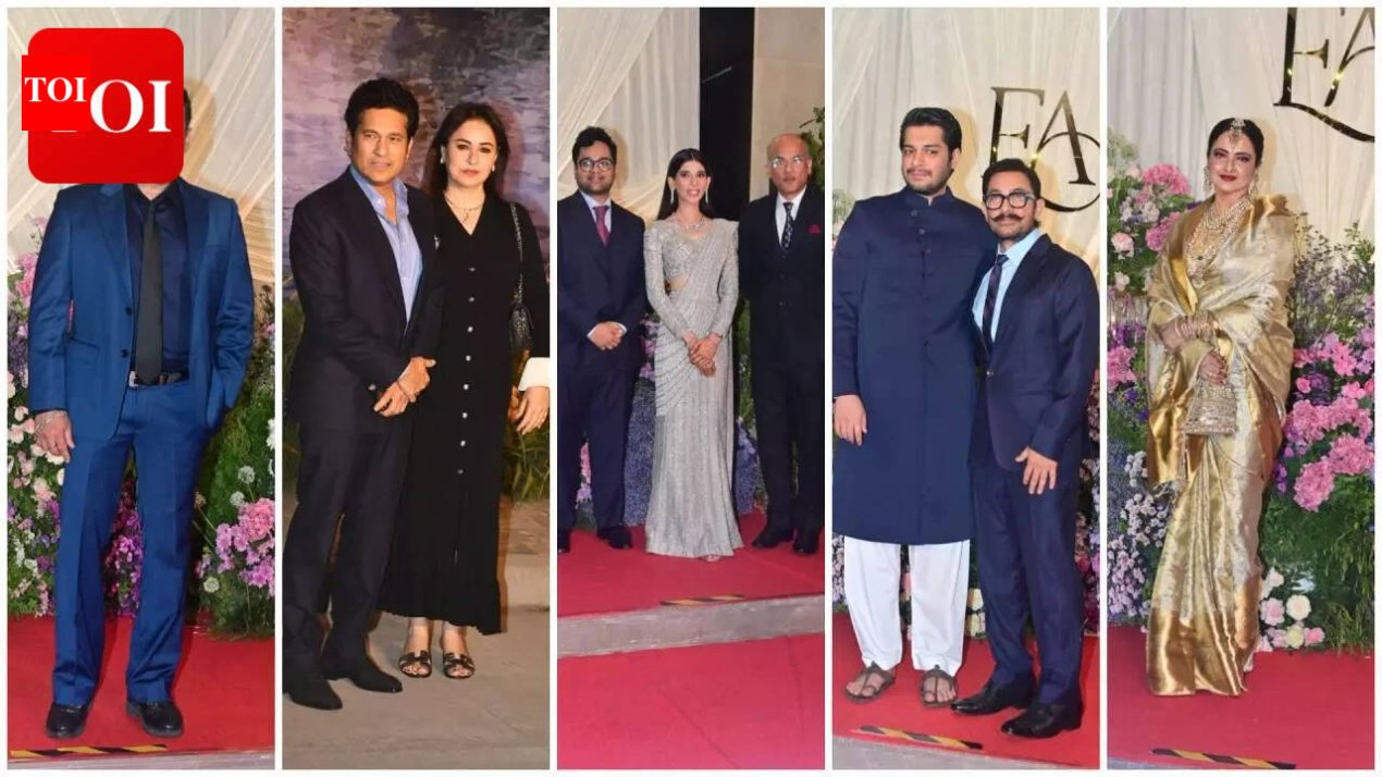 Salman Khan, Sachin Tendulkar, Aamir Khan, Rekha attend Sooraj Barjatya’s daughter Eesha’s grand wedding reception in Mumbai | Hindi Movie News – The Times of India