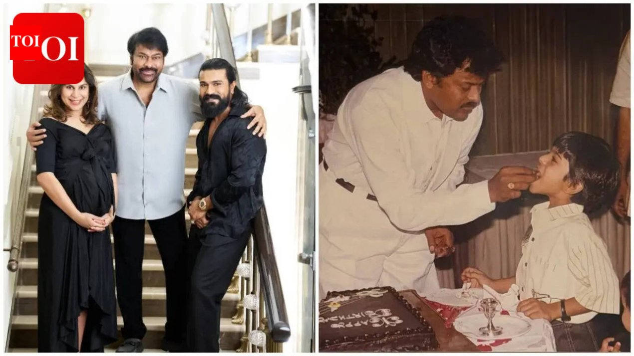 On Ram Charan 41st birthday, Upasana Konidela hints at daughter Anveera’s resemblance as Chiranjeevi shares unseen childhood photos | – The Times of India