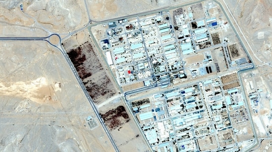 This image from an Airbus Defence and Space’s Pléiades Neo satellite shows a truck in the upper lefthand corner that analysts believe was carrying highly enriched uranium to a tunnel in the compound of the Isfahan Nuclear Technology Center, in Isfahan, Iran, June 9, 2025. (AP)