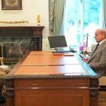 Pakistan’s Prime Minister Shehbaz Sharif (R) speaking with Army Chief and Field Marshal Asim Munir at the Prime Minister’s House in Islamabad. (AFP)