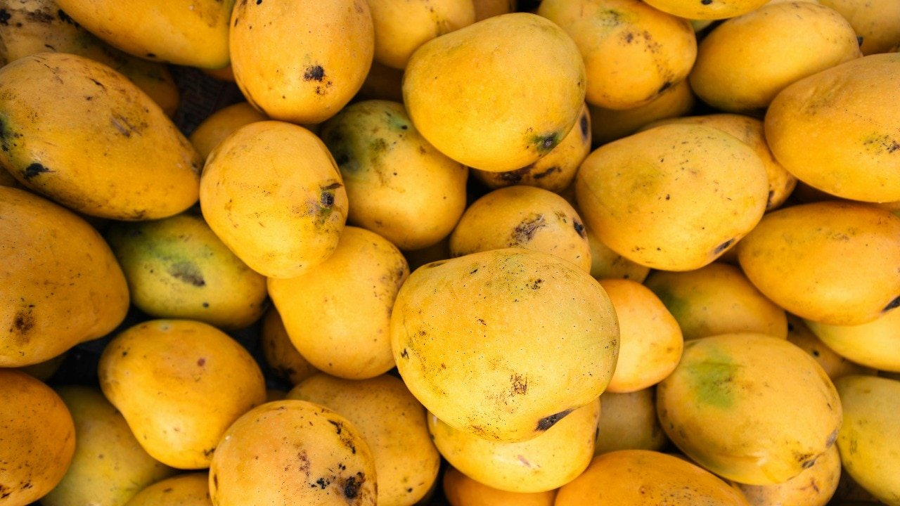 A ripe mango should have a sweet, fruity aroma. A chemical or unusual smell is a warning sign.